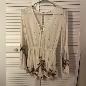 Small white floral romper